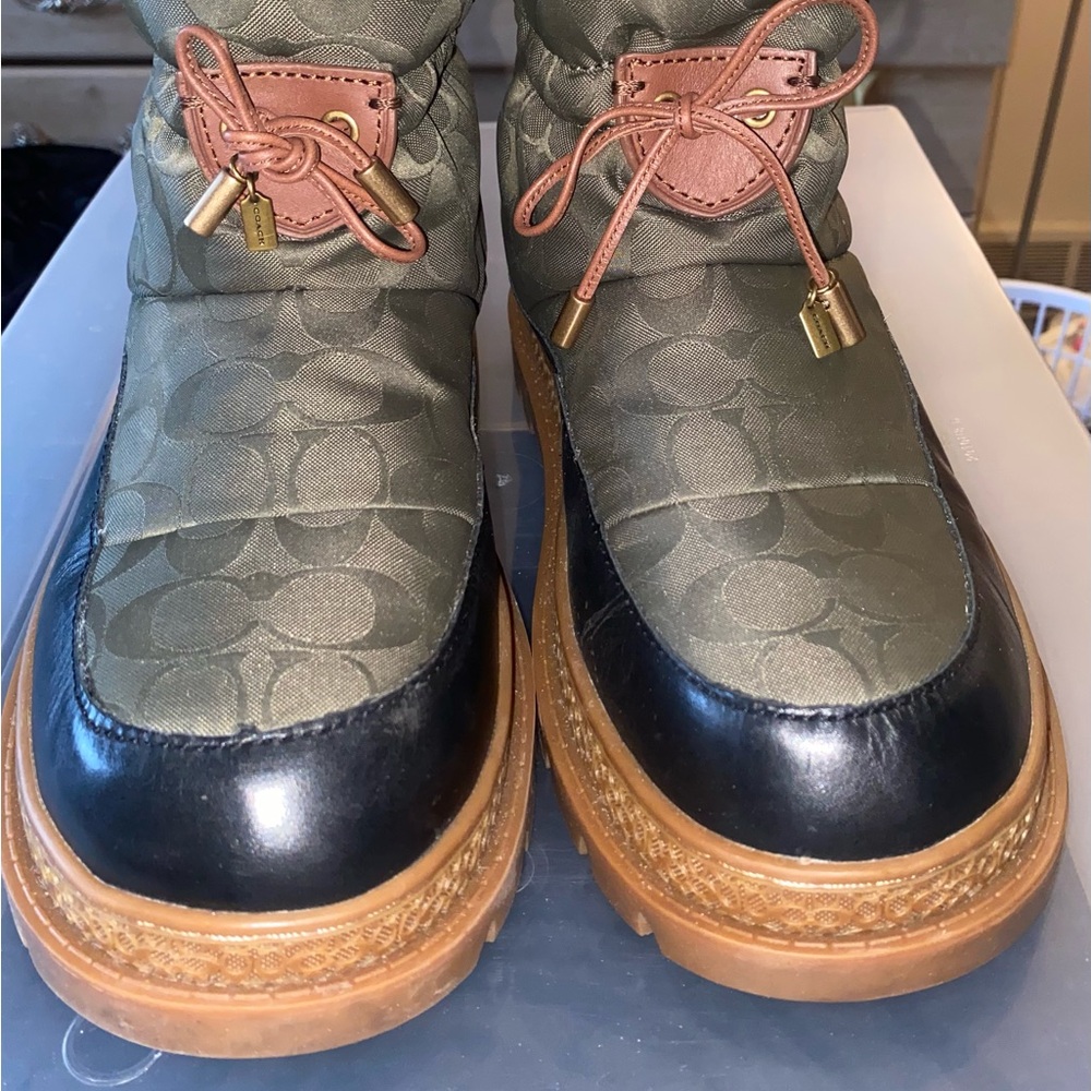 Coach Army Green Snow Boots - Picture 2 of 8